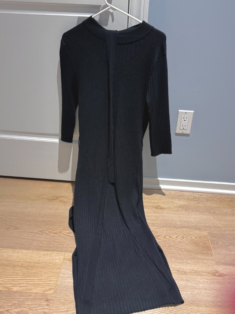 Ashley Stewart Black Ribbed Knit Maxi Dress
